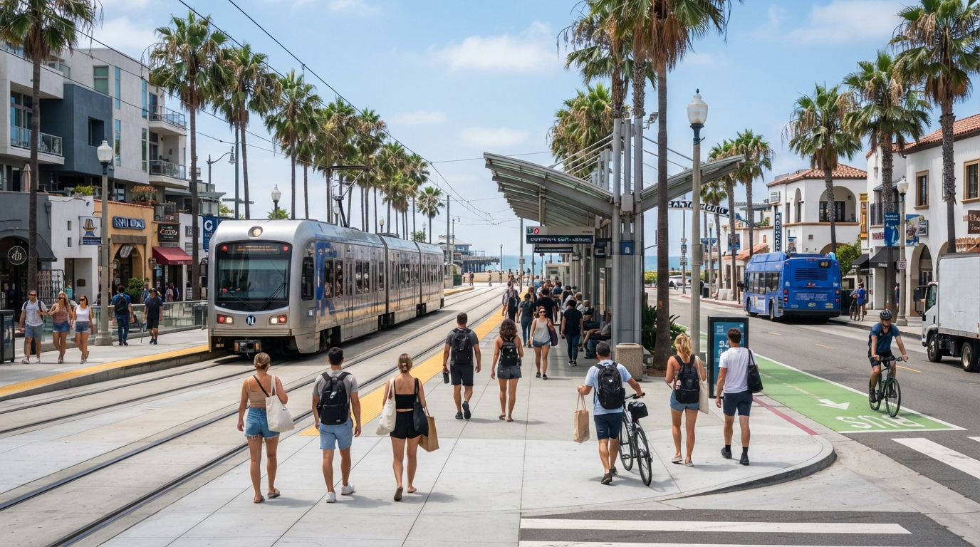 Metro E Line transportation near Third Street Promenade in Santa Monica
