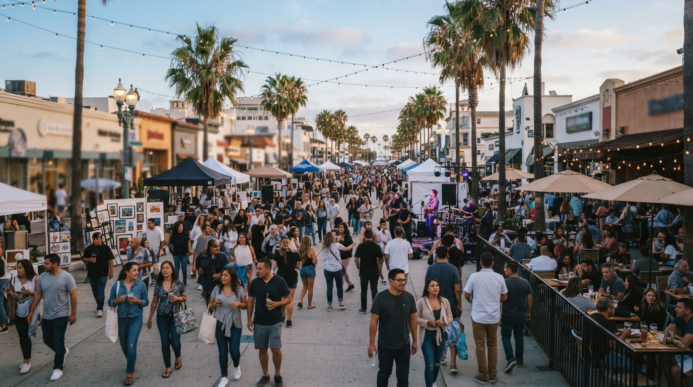 Outdoor community event on Third Street Promenade in Santa Monica