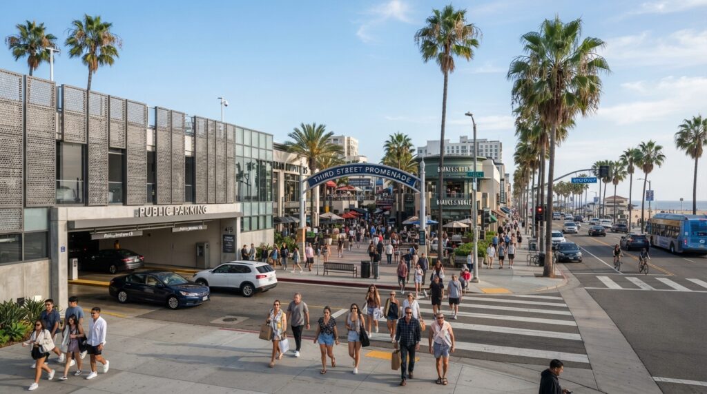 Third Street Promenade parking and transportation in downtown Santa Monica