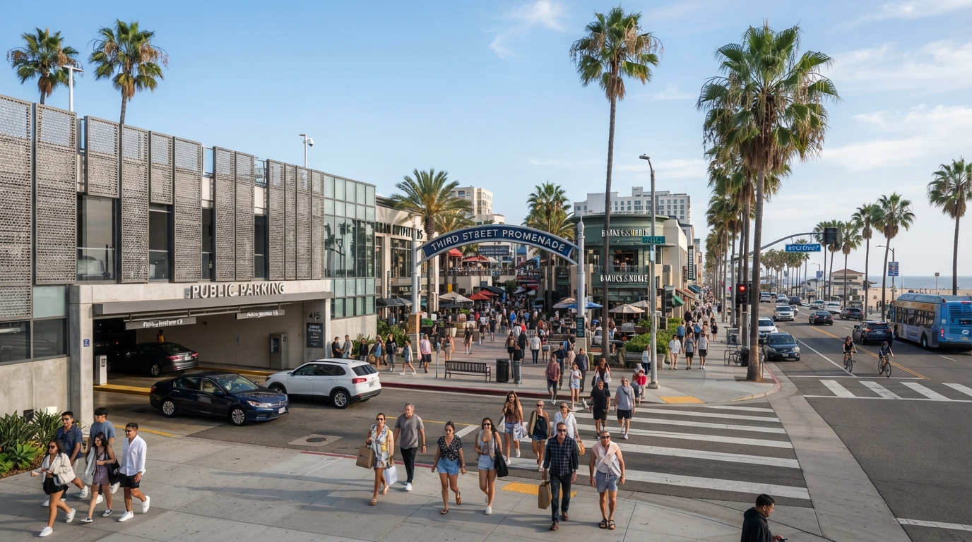 Third Street Promenade parking and transportation in downtown Santa Monica
