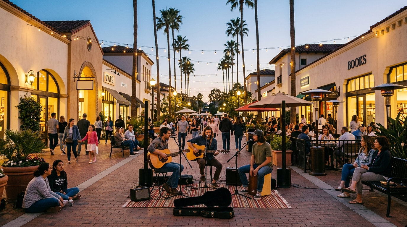 Outdoor live music and community entertainment on Third Street Promenade in Santa Monica